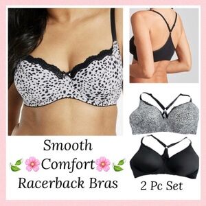 Pullover Racerback Padded Bra Set Leopard Black Size 40C